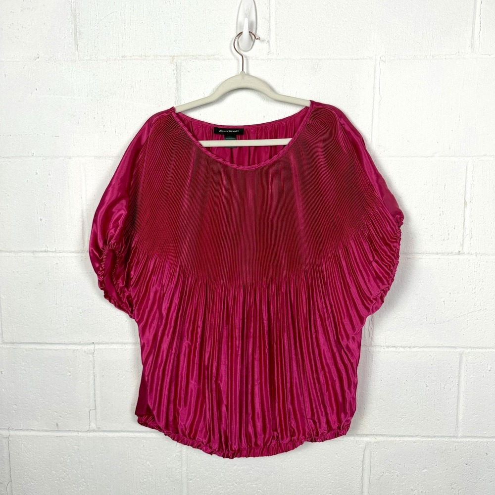 Ashley Stewart Pink Satin Crinkle Top Plus Size 18/20 Bubble Hem Evening Party